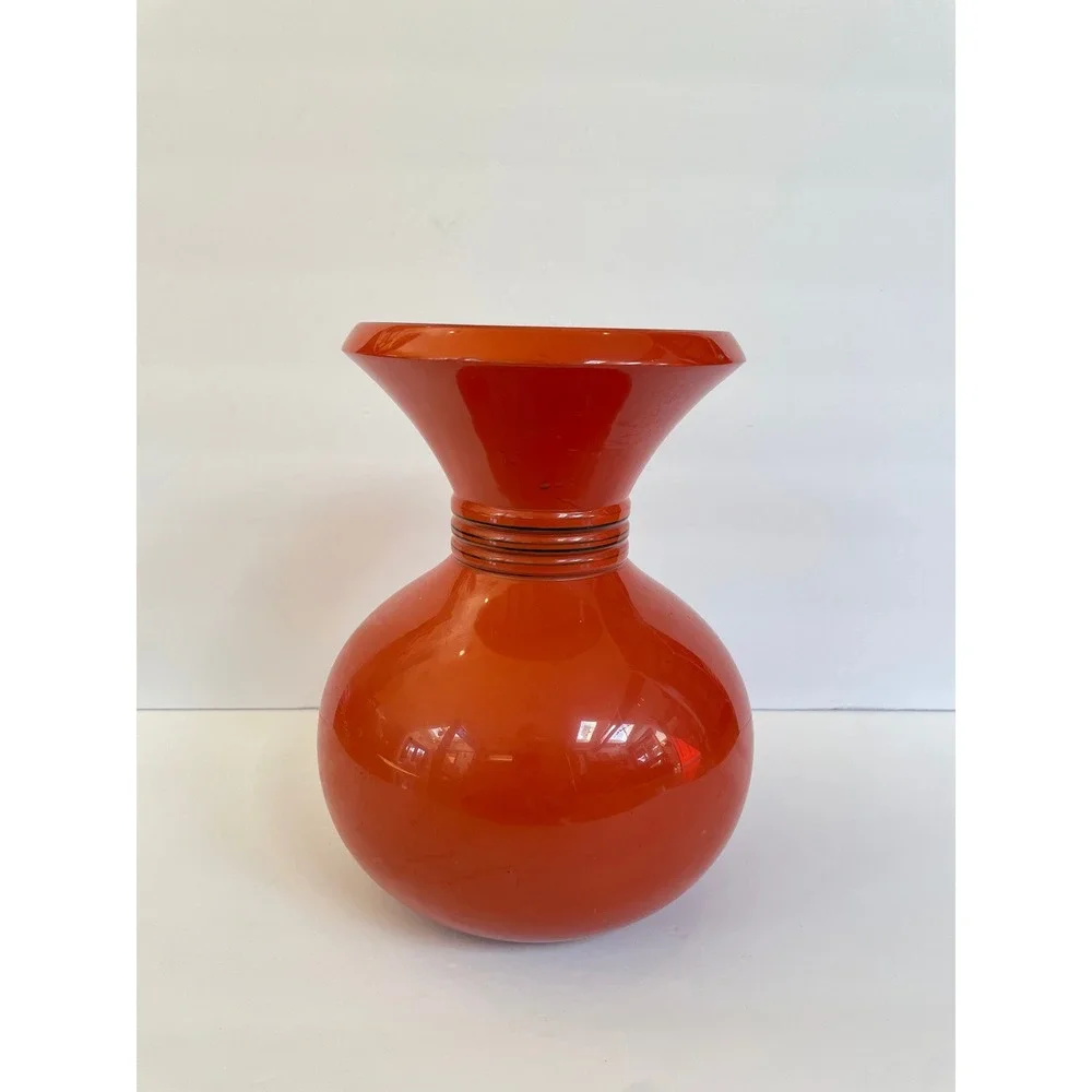 Y6616 FLOWER VASE Negoro Lacquer signed Japan ikebana arrangement antique